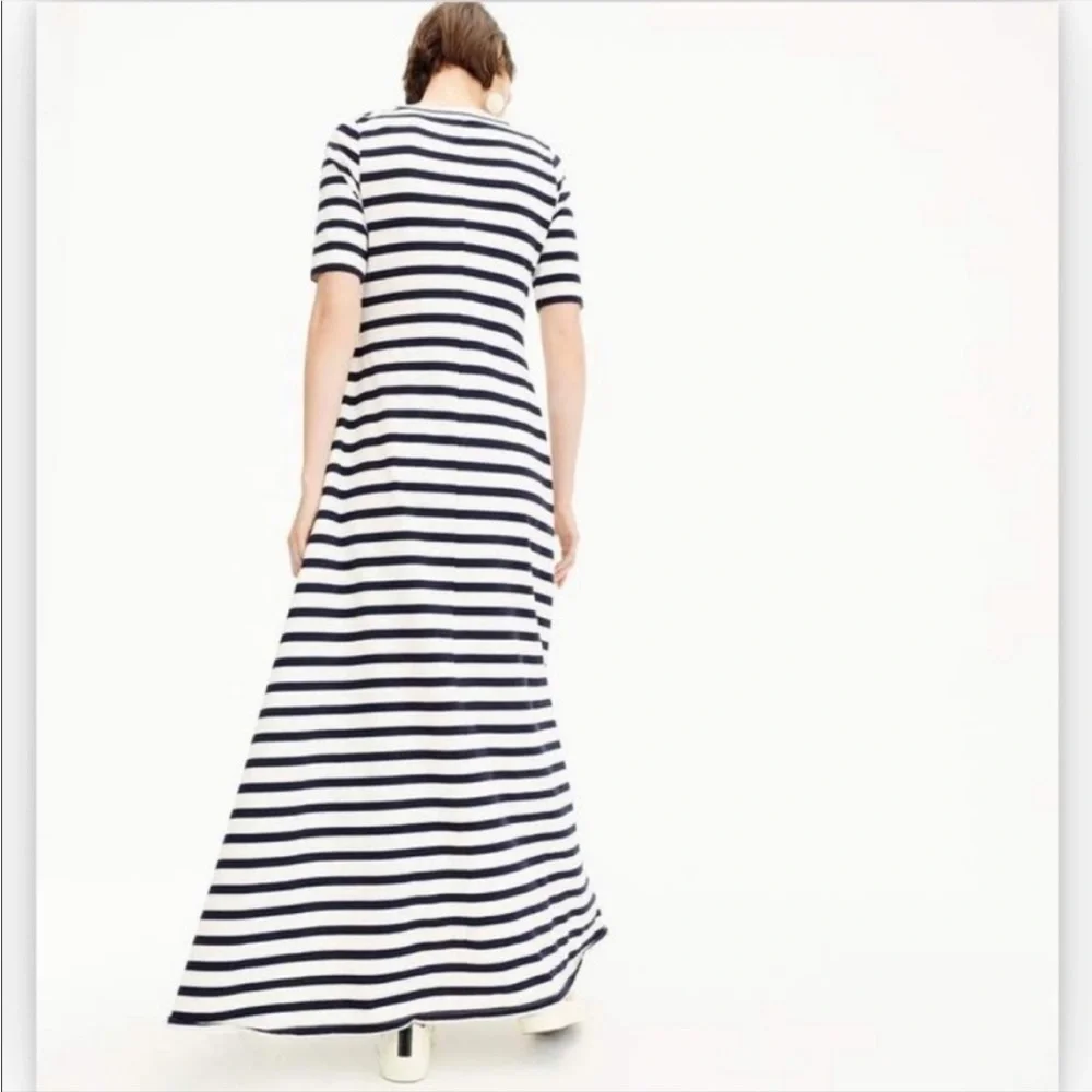 J.Crew Sunset Striped Knit High Low Maxi Dress Ivory Navy XS - Picture 4 of 12